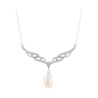 Weiße Süßwasserzuchtperlen-Silbercollier