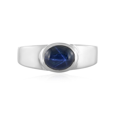 Blauer Stern-Saphir-Silberring