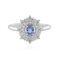 Nicht erhitzter Blauer Ceylon-Saphir-Silberring
