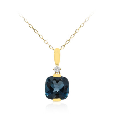 Londonblauer Topas-Goldhalskette