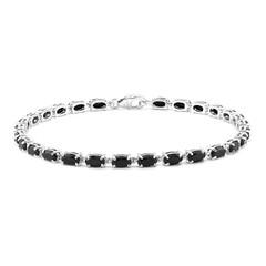 Schwarzer Spinell-Silberarmband