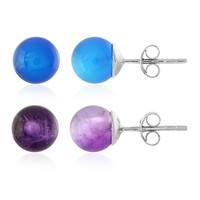 2er Set Edelstein-Silberohrringe
