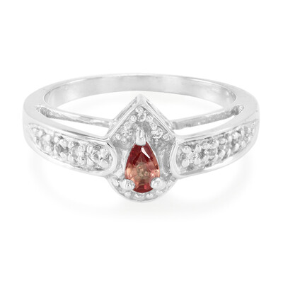 Oranger Saphir-Silberring