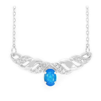 Neonblauer Apatit-Silbercollier
