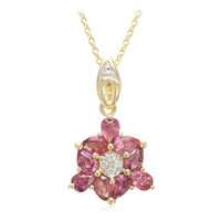 Nicht erhitzter Padparadscha-Saphir-Goldhalskette