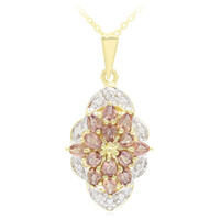 Nicht erhitzter Padparadscha-Saphir-Goldhalskette (AMAYANI)