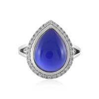 Blauer Chalzedon-Silberring