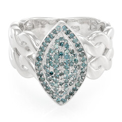 Blauer Diamant-Silberring