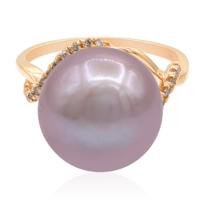 Pinkfarbene Ming-Perlen-Goldring (TPC)