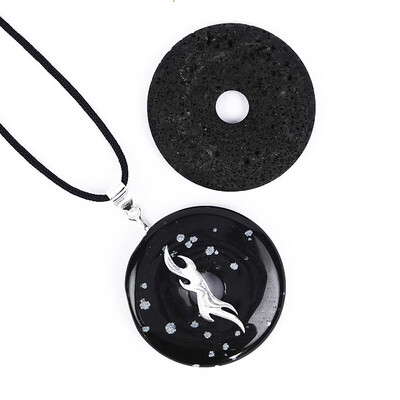 Juwelo Anhänger-Set Schneeflocken-Obsidian und Lavaperle