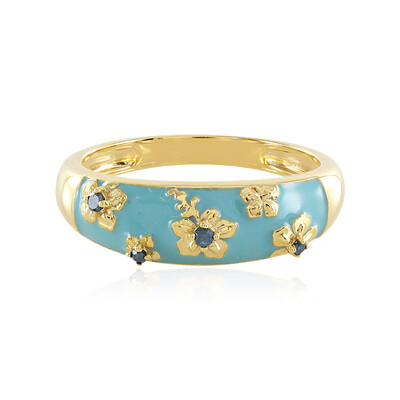 Blauer I3 Diamant-Silberring