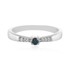 Blauer I3 Brillant-Silberring