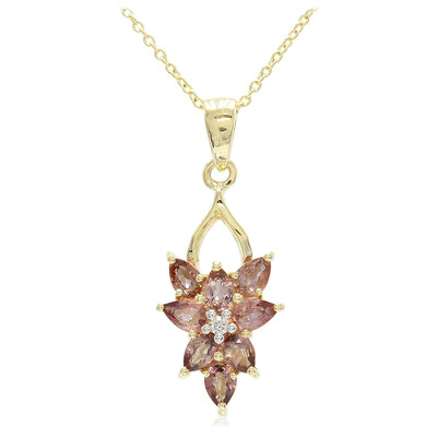 Nicht erhitzter Padparadscha-Saphir-Goldhalskette