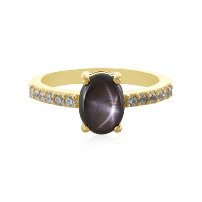 Schwarzer Stern-Saphir-Silberring