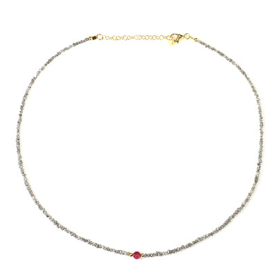 Silberfarbener Diamant-Silberhalskette