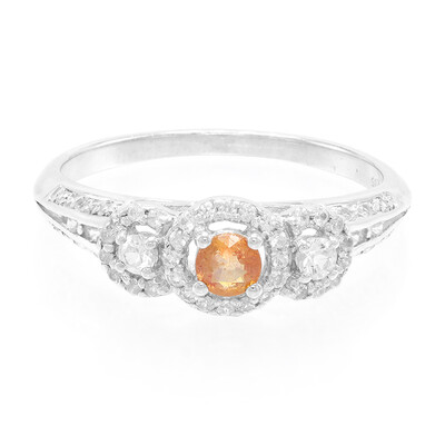 Oranger Saphir-Silberring