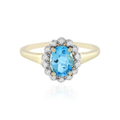 Schweizblauer Topas-Goldring (Adela Gold)