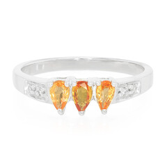 Oranger Saphir-Silberring