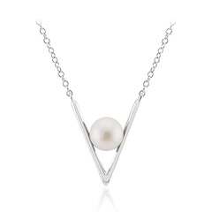 Weiße Süßwasserzuchtperlen-Silbercollier