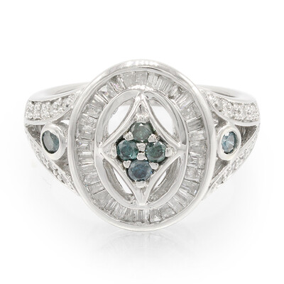 Blauer Diamant-Silberring