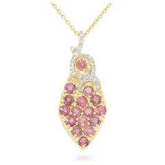 Nicht erhitzter Padparadscha-Saphir-Goldhalskette (AMAYANI)