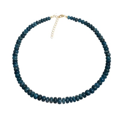 Neonblauer Apatit-Silberhalskette