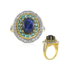 Blauer Stern-Saphir-Silberring