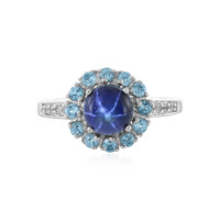 Blauer Stern-Saphir-Silberring