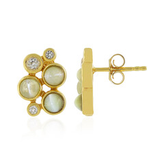Chrysoberyll-Katzenauge-Silberohrringe
