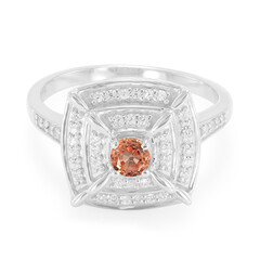 Oranger Saphir-Silberring
