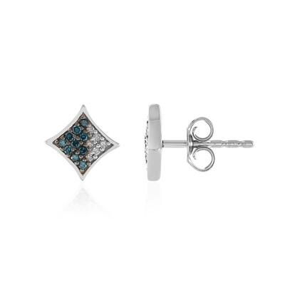 Blauer I2 Diamant-Silberohrringe