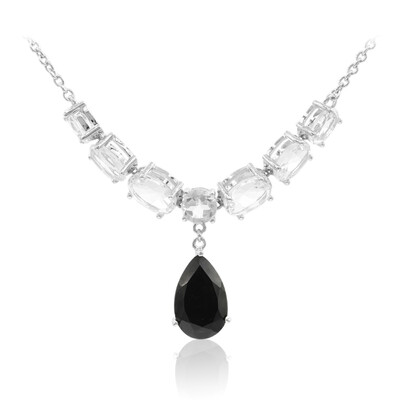 Schwarzer Spinell-Silbercollier
