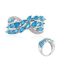 Neonblauer Apatit-Silberring