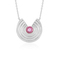 Pinkfarbener Madagaskar-Saphir-Silbercollier (de Melo)