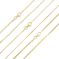 Silber-Kettenset - 8,4 g - 45, 50, 60 cm - vergoldet