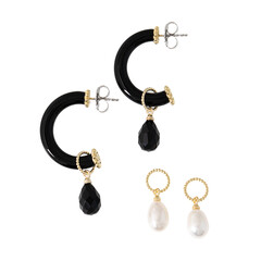 Schwarzer Onyx-Silberohrringe (Dallas Prince Designs)