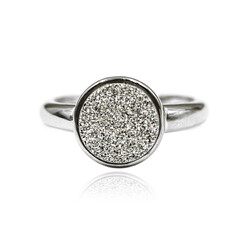 Silberner Glitzer-Quarz-Silberring