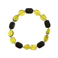 Grüner Kolumbianischer Bernstein-Silberarmband mit Mooreiche