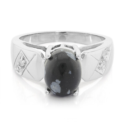 Schneeflocken-Obsidian-Silberring