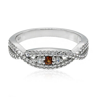 Oranger Saphir-Silberring