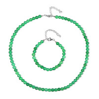 Grüner Onyx-Silberset