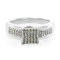 Smaragdgrüner Diamant-Silberring