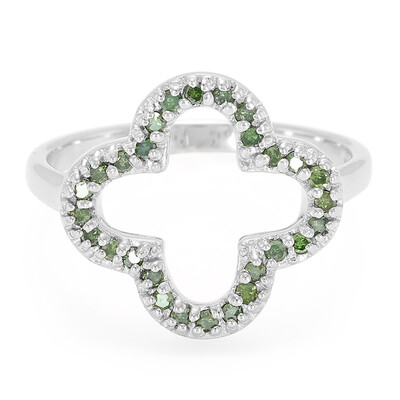 Waldgrüner Diamant-Silberring