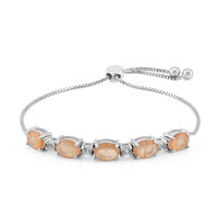 Pfirsichfarbener Pastell-Quarz-Silberarmband