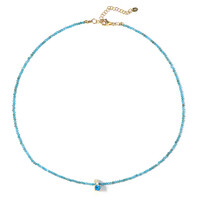 Neonblauer Apatit-Silberhalskette