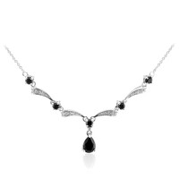 Schwarzer Spinell-Silbercollier