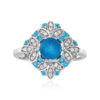 Neonblauer Apatit-Silberring