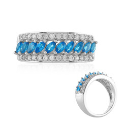 Neonblauer Apatit-Silberring