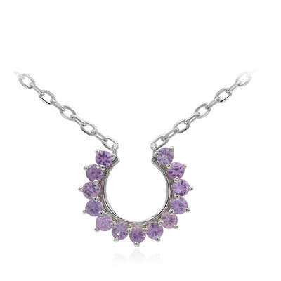 Nicht erhitzter Purpurfarbener Ceylon-Saphir-Silbercollier