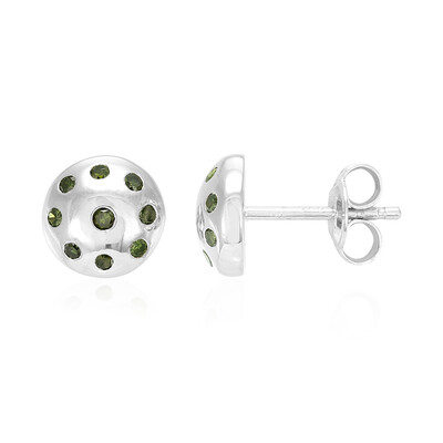 Smaragdgrüner Diamant-Silberohrringe